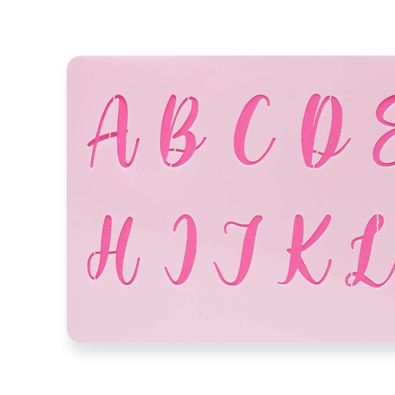 Lacupella Calligraphy Cake Stencil Cursive Alphabet Letter Number Writing 1.5 Inch Set of Four Upper and Lower Case - for Cake Wood Canvas Airbrush Art and Craft Painting - Image 4